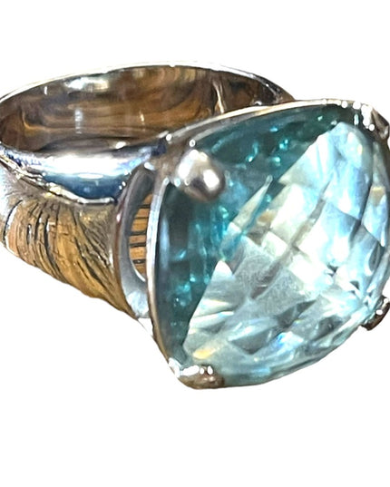 Authentic Swarovski Aqua Blue silver crystal chunky ring (swan) Retired