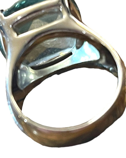Authentic Swarovski Aqua Blue silver crystal chunky ring (swan) Retired