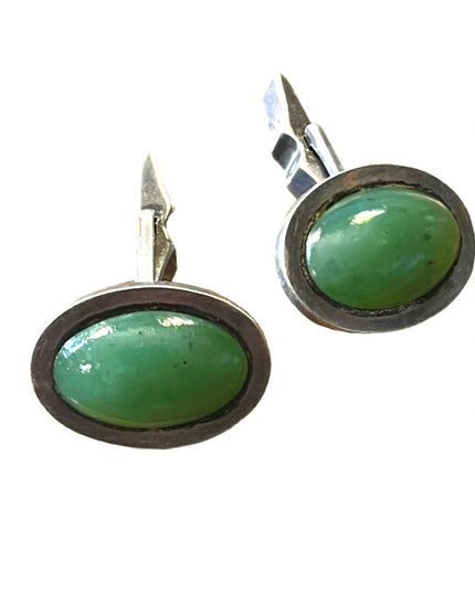 Vintage green stone Sterling silver 925 Cufflinks