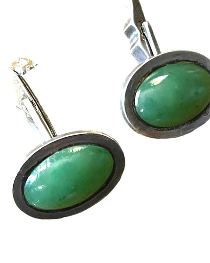 Vintage green stone Sterling silver 925 Cufflinks