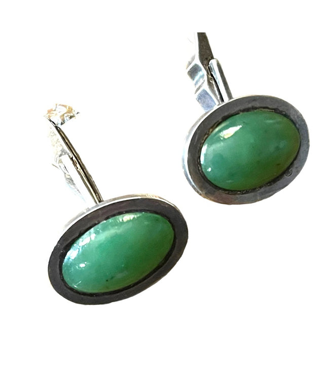Vintage green stone Sterling silver 925 Cufflinks
