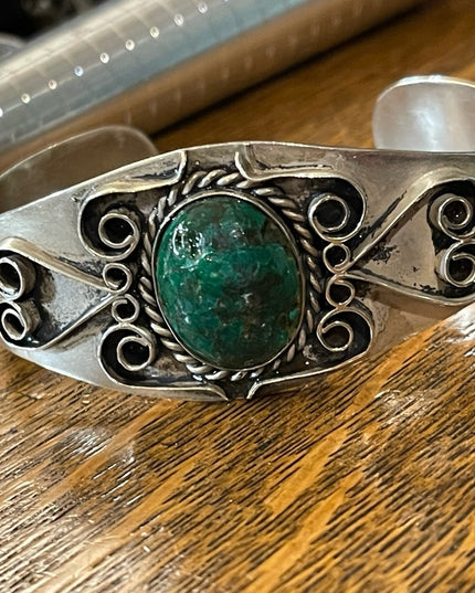 Vintage J Comes Taxco Mexico 925 turquoise cuff bracelet RARE handmade