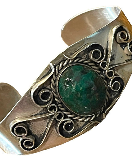 Vintage J Comes Taxco Mexico 925 turquoise cuff bracelet RARE handmade