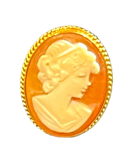 Vintage 14k GOLD Large carved shell cameo earrings Italy Import