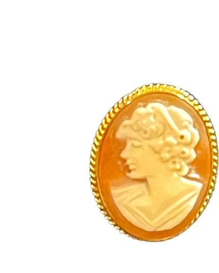 Vintage 14k GOLD Large carved shell cameo earrings Italy Import