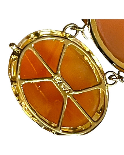 Vintage 14k Gold Carved shell Cameo link bracelet Italy