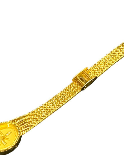 Lovely vintage Sarah Coventry rhinestone cross fave gold finish fancy watch
