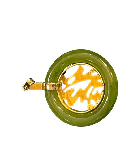 Vintage Gold plated Jadeite Chinese good luck pendant