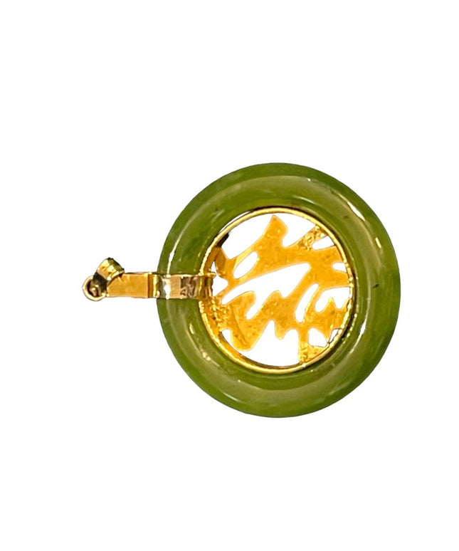 Vintage Gold plated Jadeite Chinese good luck pendant