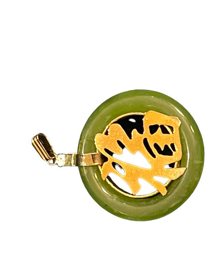 Vintage Gold plated Jadeite Chinese good luck pendant