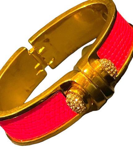 Kara Ross pink leather rhinstone gold finsh magnetic bangle