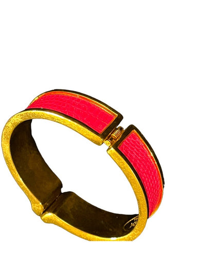 Kara Ross pink leather rhinstone gold finsh magnetic bangle