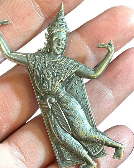 Vintage Siam sterling Silver Brooch Pin Thai Dancer Signed 1940’s Thailand 925