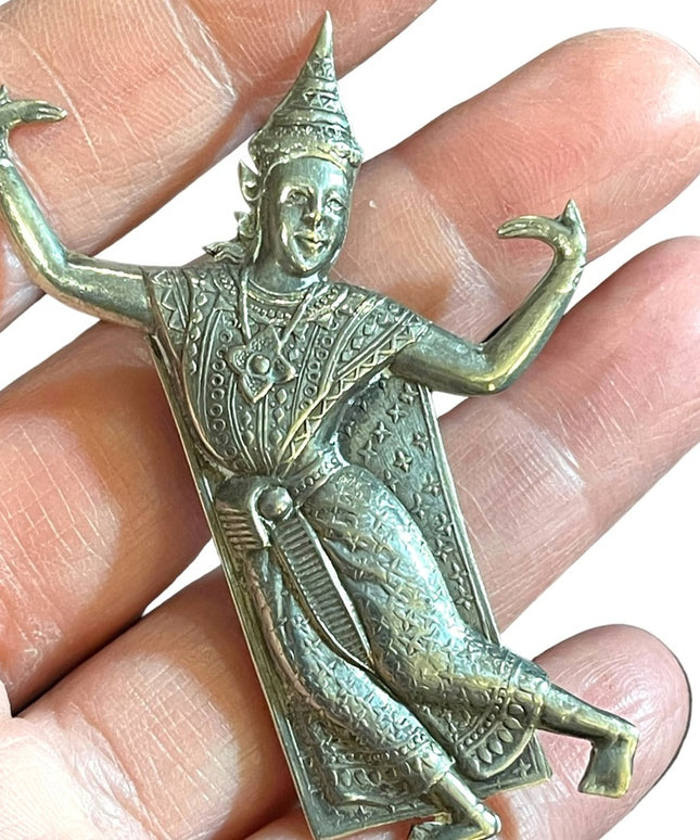 Vintage Siam sterling Silver Brooch Pin Thai Dancer Signed 1940’s Thailand 925