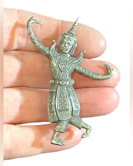 Vintage Siam sterling Silver Brooch Pin Thai Dancer Signed 1940’s Thailand 925