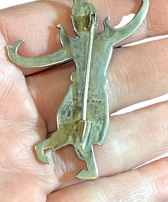 Vintage Siam sterling Silver Brooch Pin Thai Dancer Signed 1940’s Thailand 925