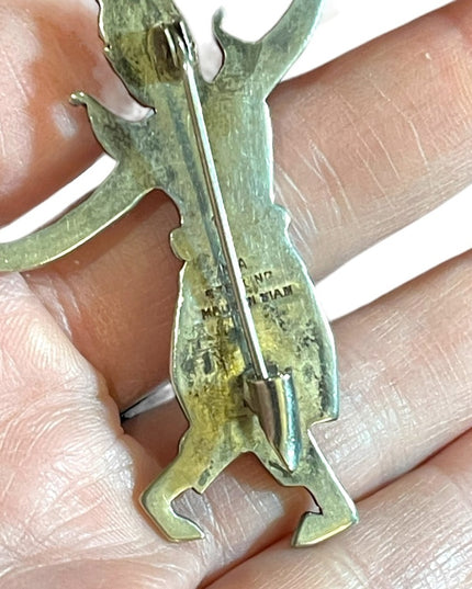 Vintage Siam sterling Silver Brooch Pin Thai Dancer Signed 1940’s Thailand 925