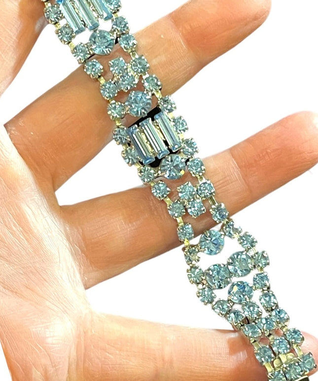 Vintage High Quality Fancy sky topaz blue crystal bracelet