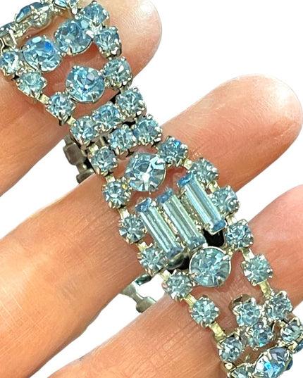 Vintage High Quality Fancy sky topaz blue crystal bracelet