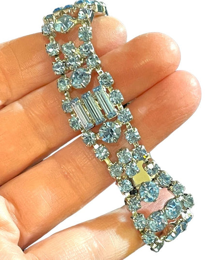 Vintage High Quality Fancy sky topaz blue crystal bracelet