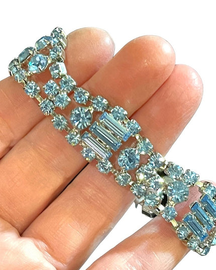 Vintage High Quality Fancy sky topaz blue crystal bracelet