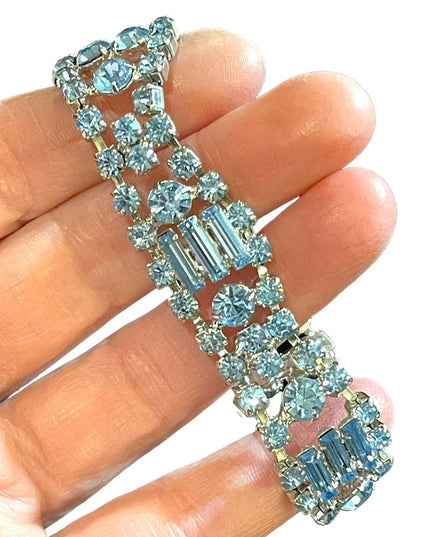 Vintage High Quality Fancy sky topaz blue crystal bracelet