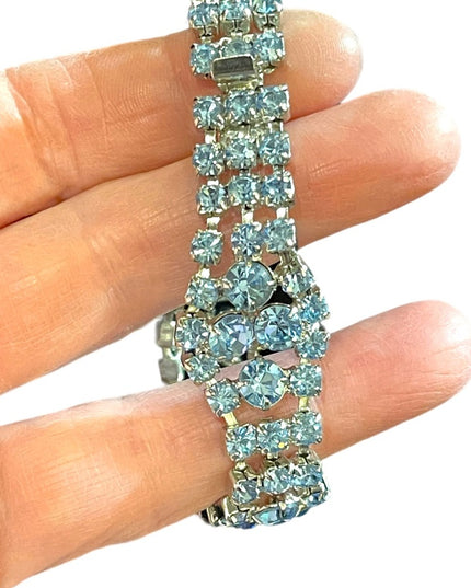 Vintage High Quality Fancy sky topaz blue crystal bracelet