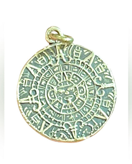 Vintage Sterling silver mexico Mayan aztec calendar pendant 925