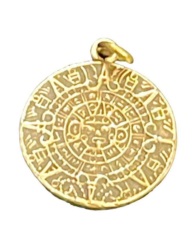 Vintage Sterling silver mexico Mayan aztec calendar pendant 925