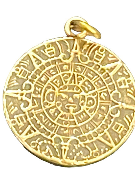 Vintage Sterling silver mexico Mayan aztec calendar pendant 925