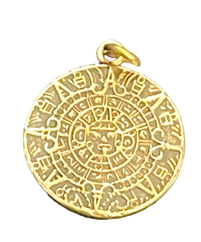 Vintage Sterling silver mexico Mayan aztec calendar pendant 925