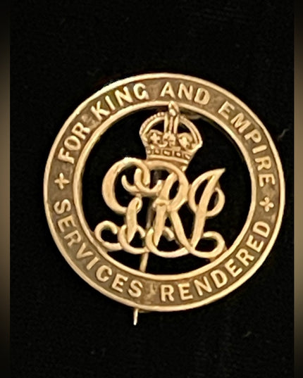 WW1 For King and Empire Services Rendered Sterling silver brooch badge antique