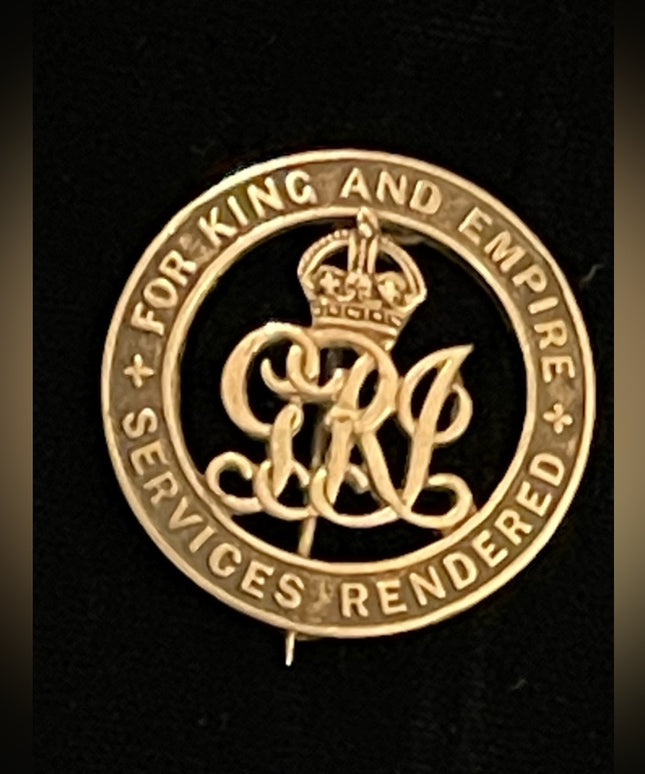 WW1 For King and Empire Services Rendered Sterling silver brooch badge antique
