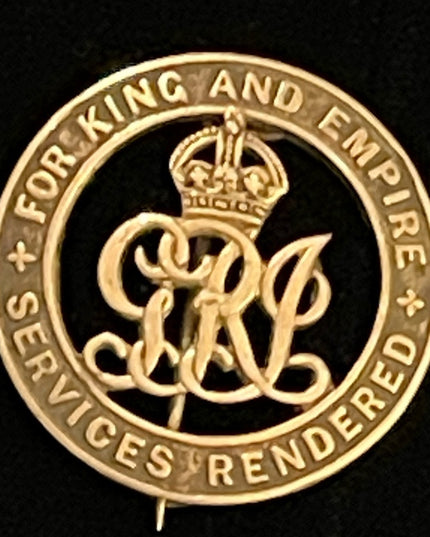 WW1 For King and Empire Services Rendered Sterling silver brooch badge antique
