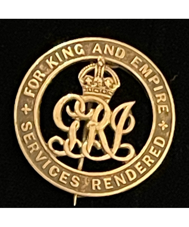 WW1 For King and Empire Services Rendered Sterling silver brooch badge antique