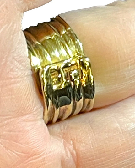 Sterling silver 925 Italy MJ fancy gold plt cigar band ring