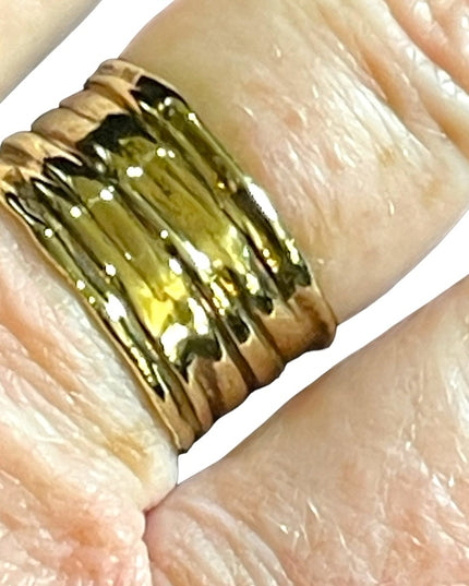 Sterling silver 925 Italy MJ fancy gold plt cigar band ring