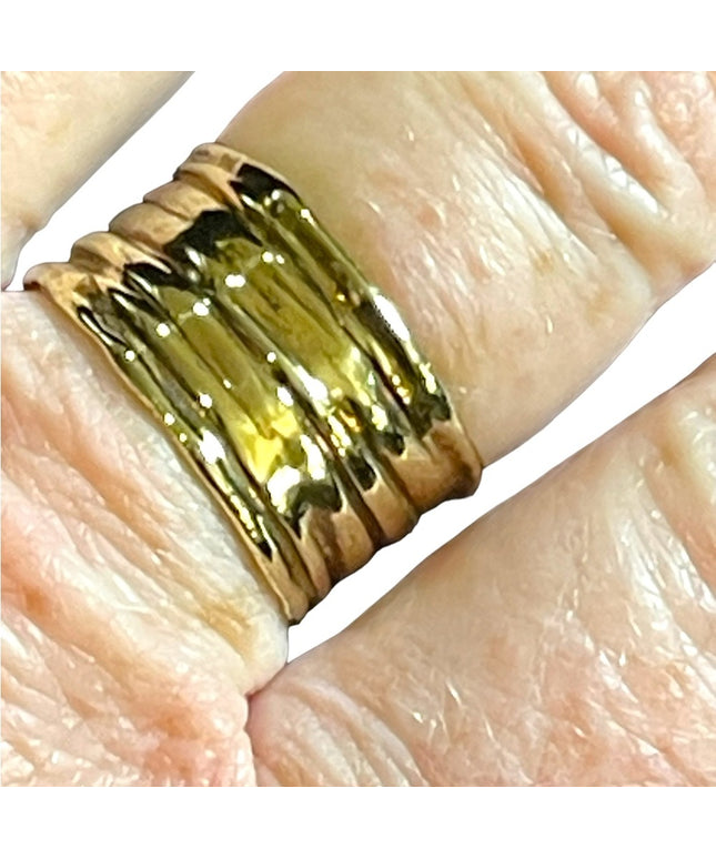 Sterling silver 925 Italy MJ fancy gold plt cigar band ring