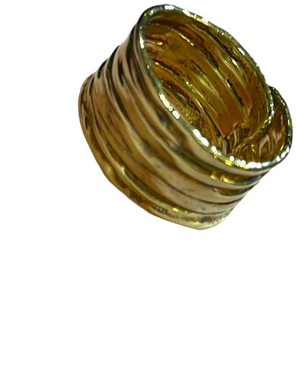 Sterling silver 925 Italy MJ fancy gold plt cigar band ring