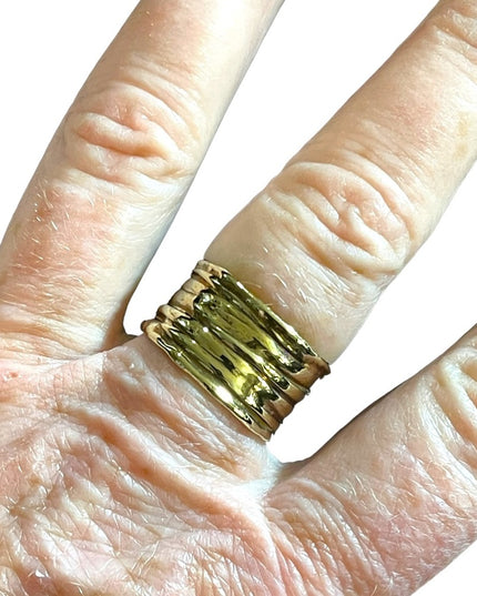 Sterling silver 925 Italy MJ fancy gold plt cigar band ring