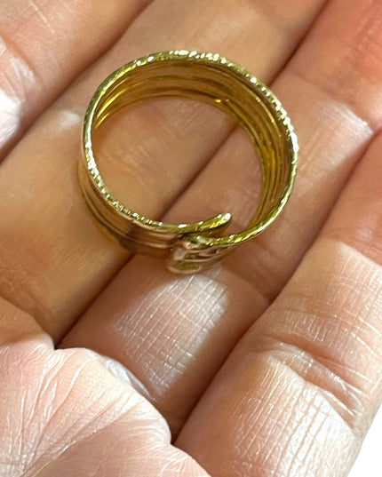 Sterling silver 925 Italy MJ fancy gold plt cigar band ring