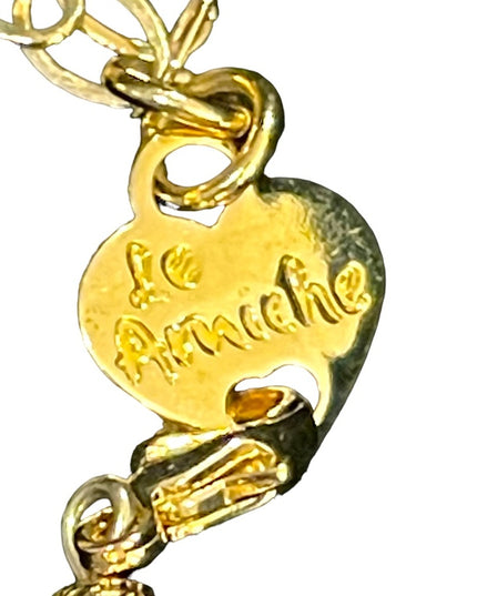 Italy Italian Le Amiche Girl shopping figural Gold plated necklace crystals