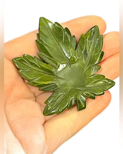 Vintage 1950s Bakelite? Large green Maple leaf brooch