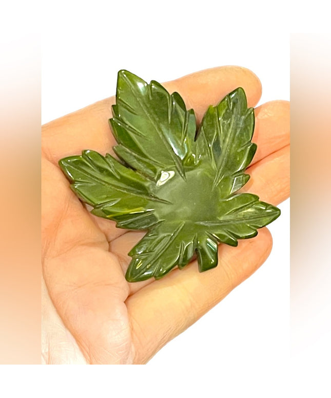 Vintage 1950s Bakelite? Large green Maple leaf brooch