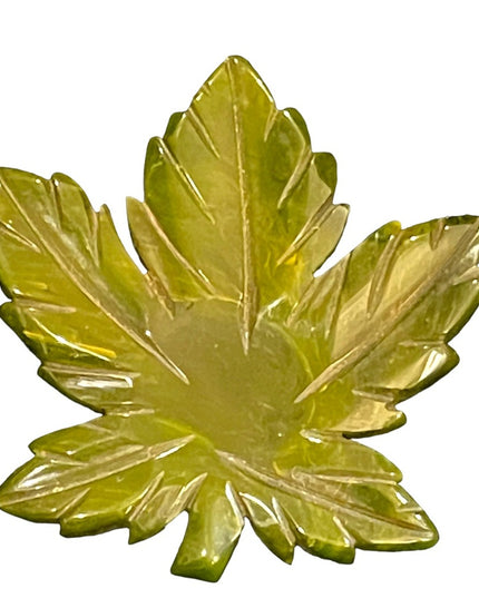 Vintage 1950s Bakelite? Large green Maple leaf brooch