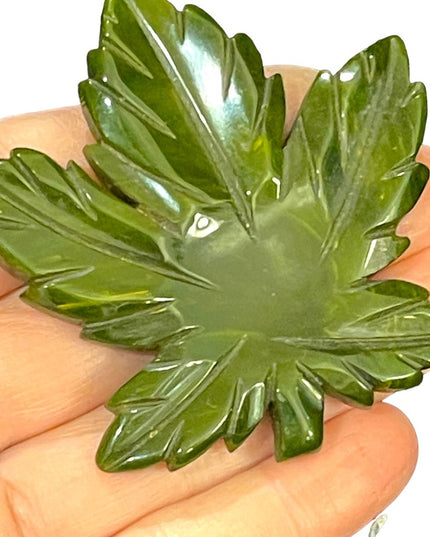 Vintage 1950s Bakelite? Large green Maple leaf brooch