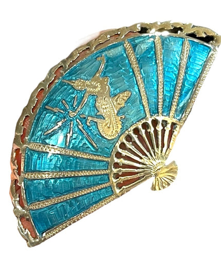 Vintage blue enamel Siam Sterling 925 goddess dancer Niello Brooch