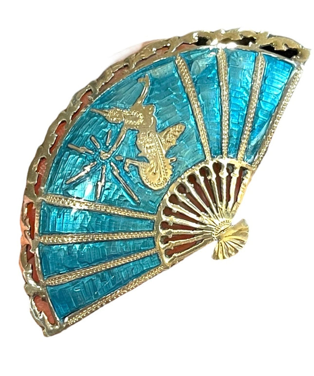Vintage blue enamel Siam Sterling 925 goddess dancer Niello Brooch