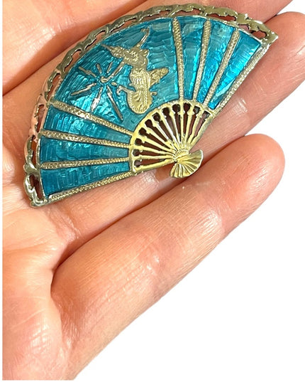Vintage blue enamel Siam Sterling 925 goddess dancer Niello Brooch
