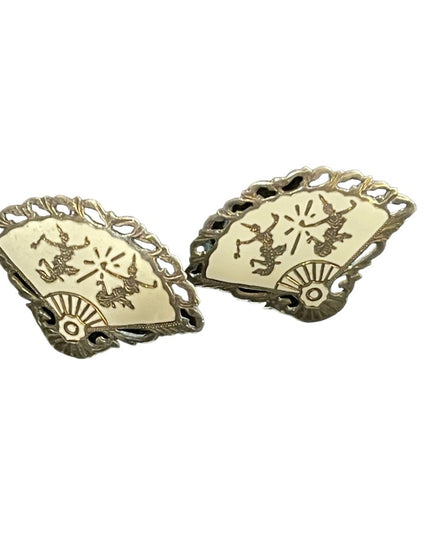 Vintage 1930s Siam Sterling 925 White enameled Demi Parure Bracelet brooch ear